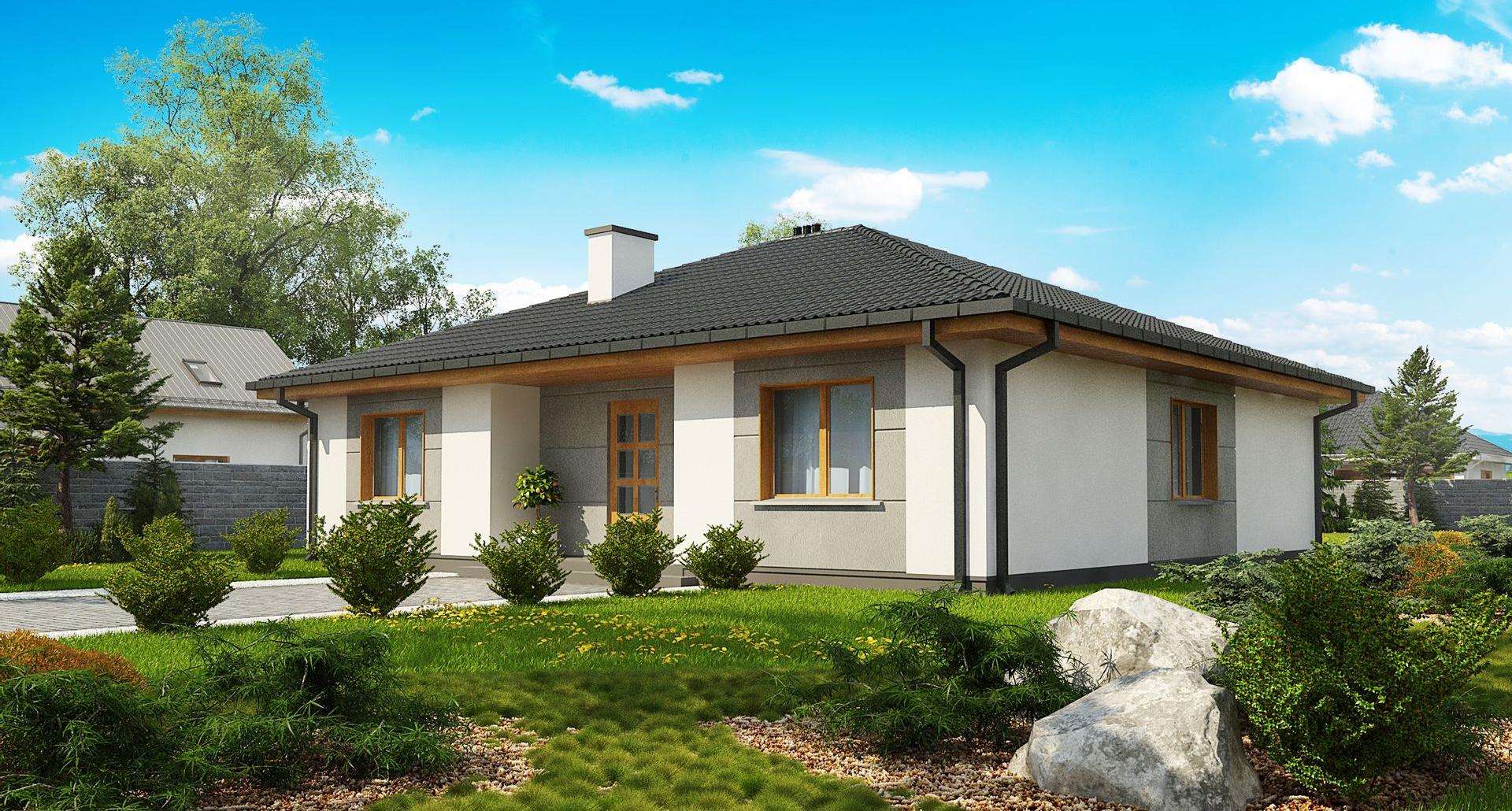 Fatada Casă parter 126 mp utili, 4 dormitoare, o baie
