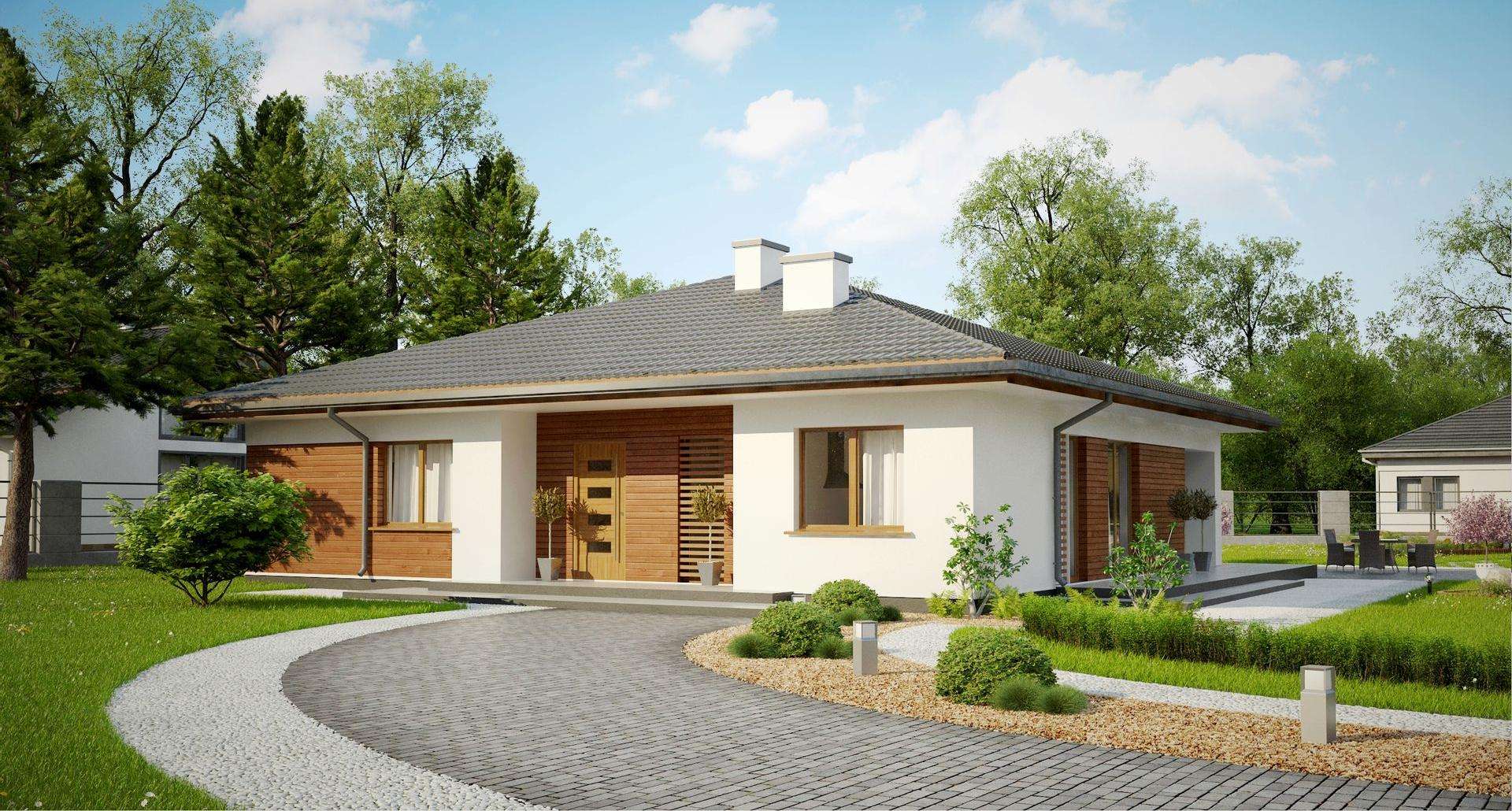 Fatada Casă parter 131 mp utili, 4 dormitoare, 2 băi