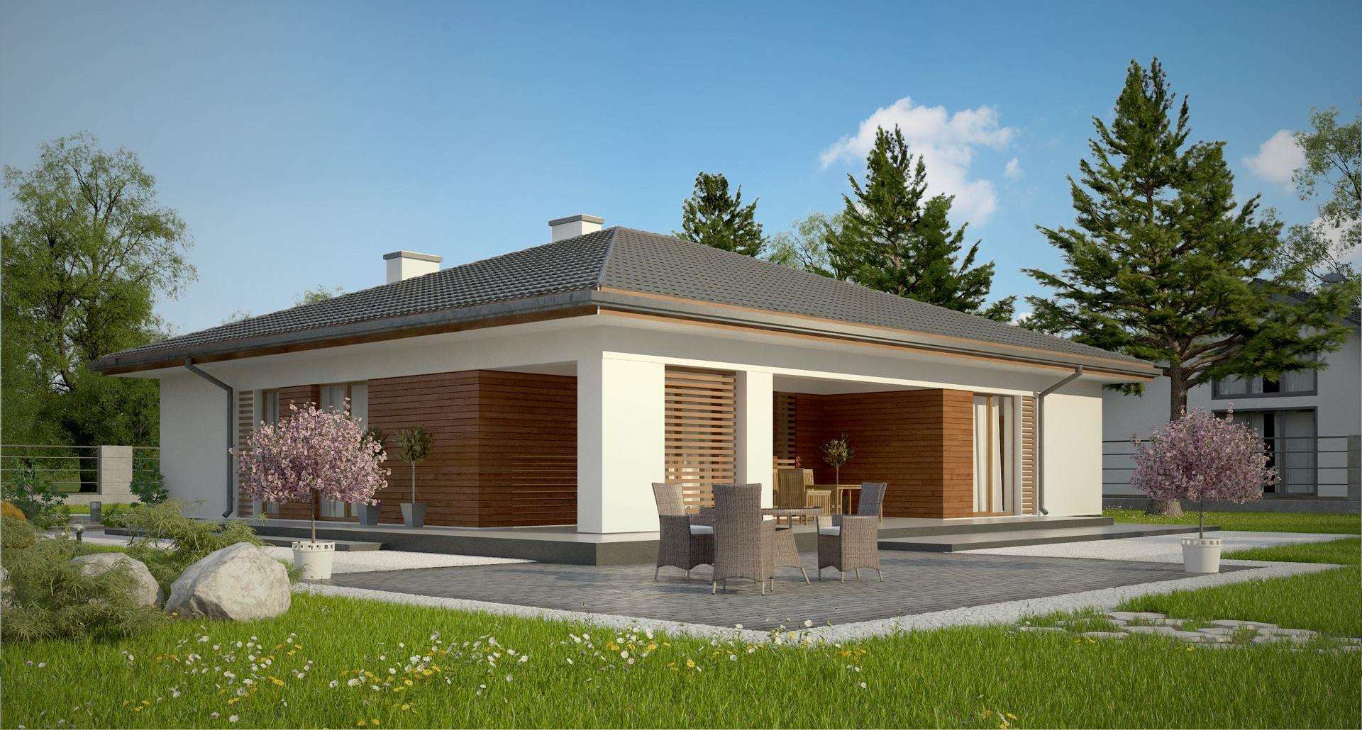 Fatada Casă parter 131 mp utili, 4 dormitoare, 2 băi
