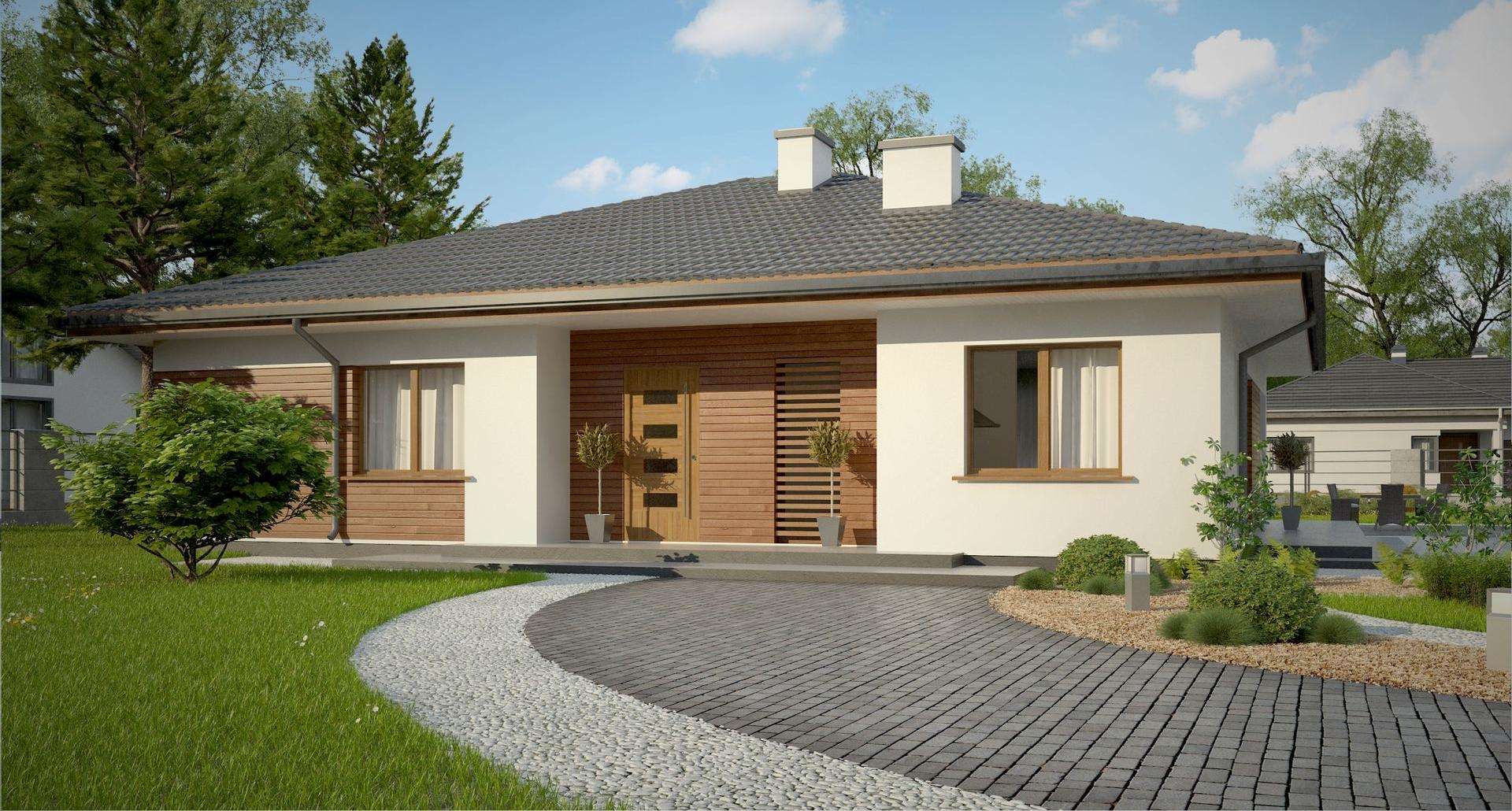 Fatada Casă parter 131 mp utili, 4 dormitoare, 2 băi