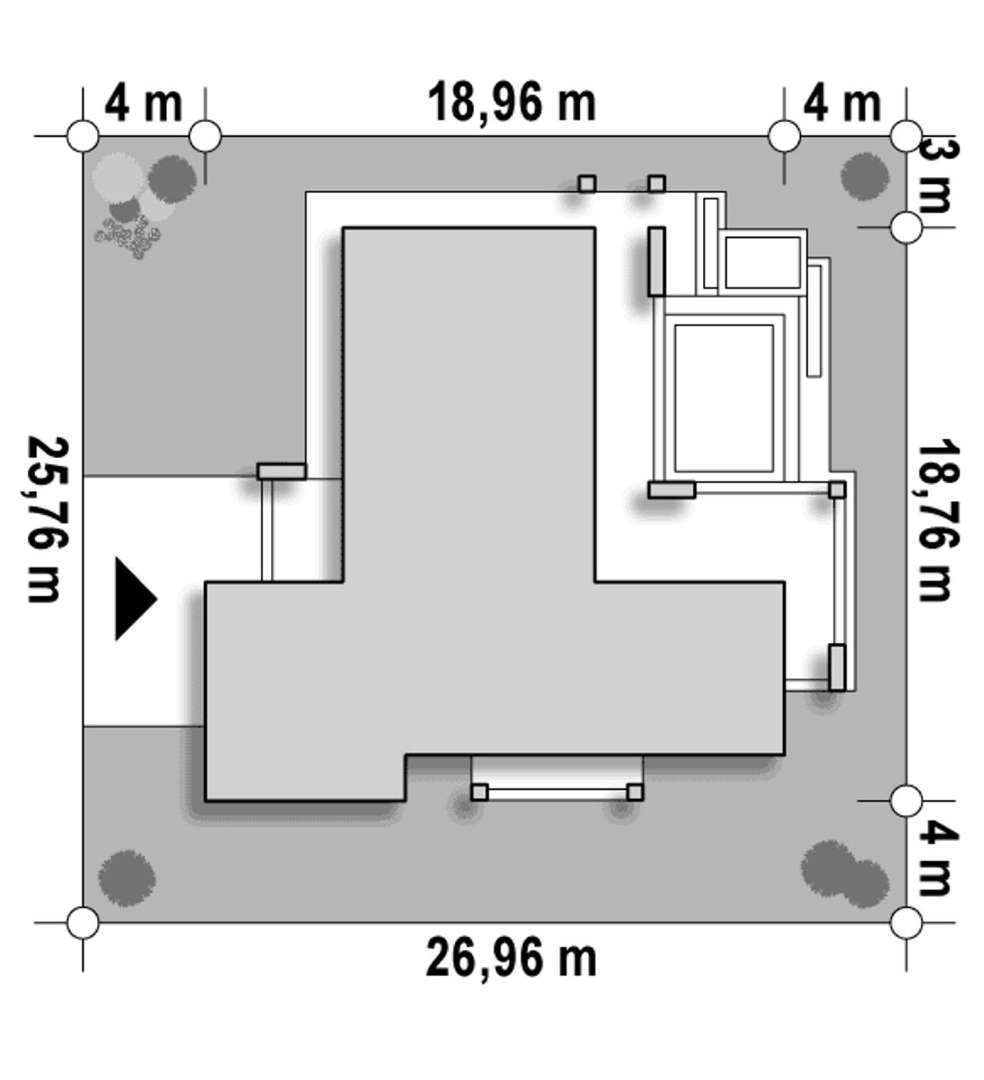 Plan amplasament Casă parter 127 mp utili, 3 dormitoare, 2 băi