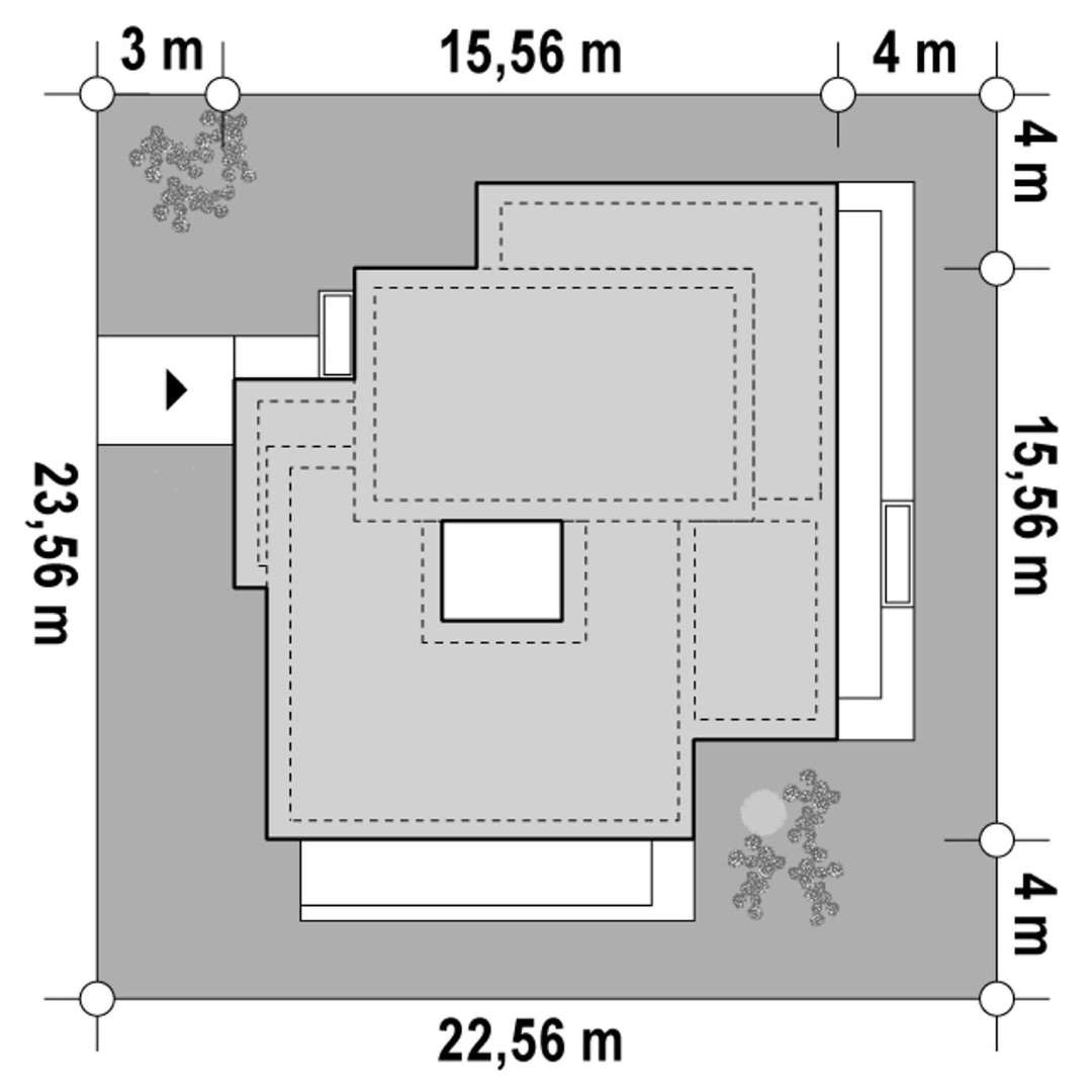 Plan amplasament Casă parter 149 mp utili, 3 dormitoare, 2 băi
