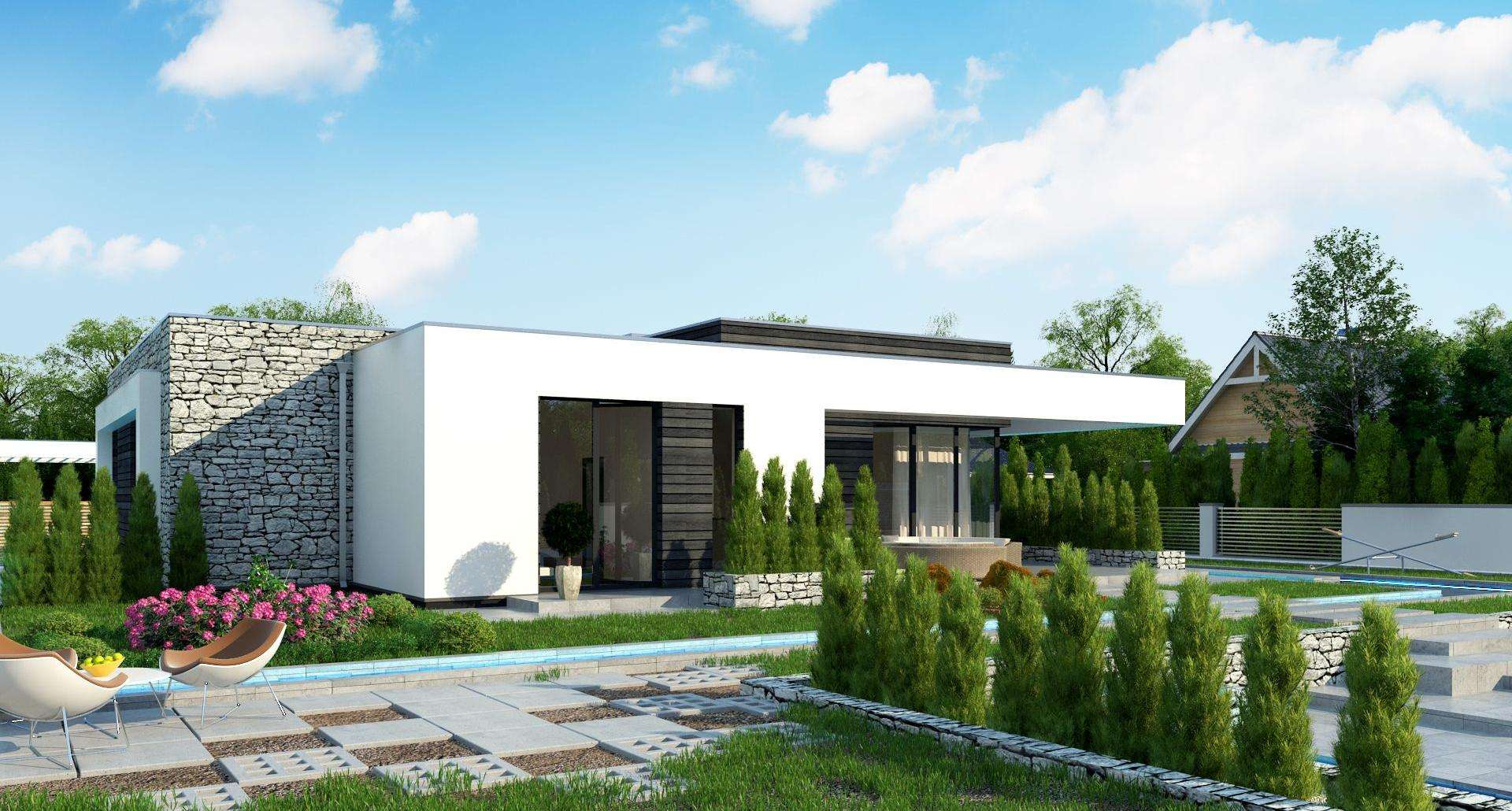 Fatada Casă parter 149 mp utili, 3 dormitoare, 2 băi