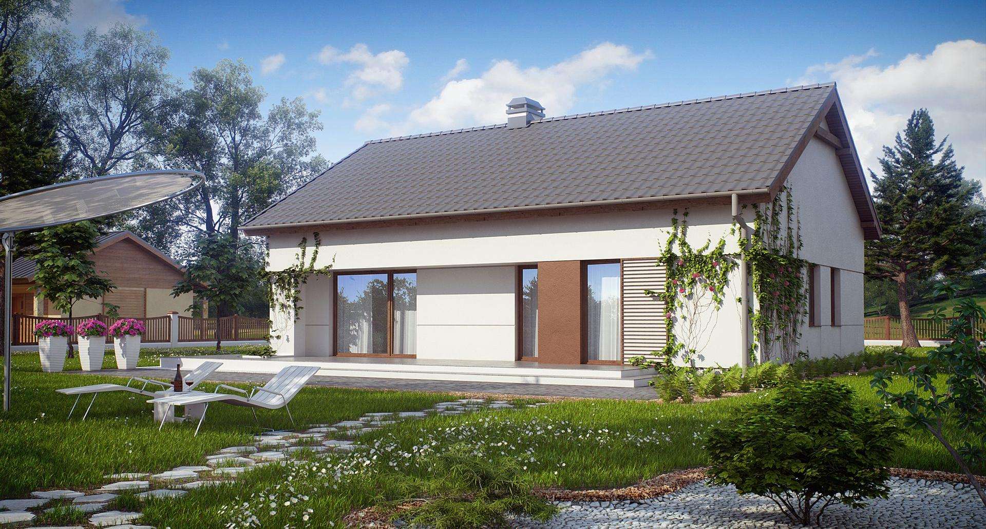 Fatada Casă parter 96 mp utili, 3 dormitoare, o baie