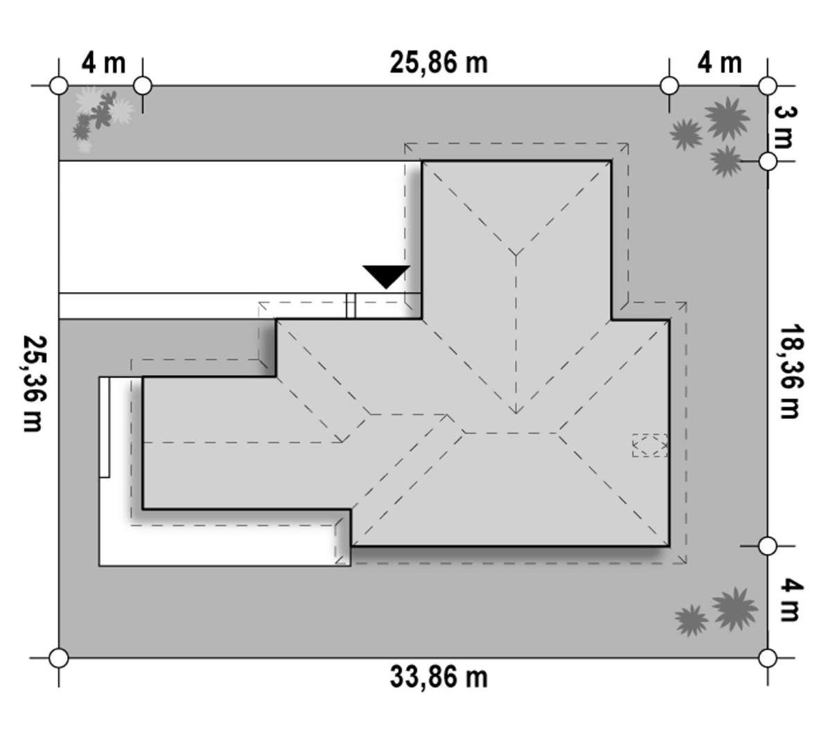 Plan amplasament Casă parter 203 mp utili, 4 dormitoare, 3 băi