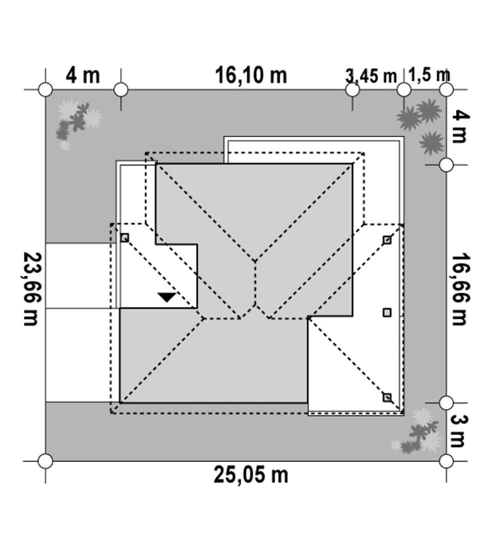 Plan amplasament Casă parter 142 mp utili, 2 dormitoare, 2 băi
