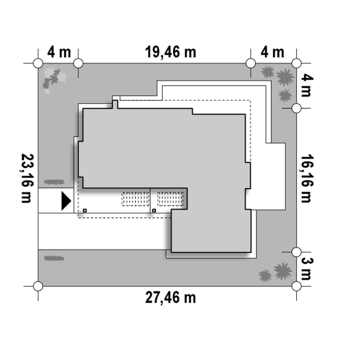 Plan amplasament Casă parter 147 mp utili, 3 dormitoare, 2 băi