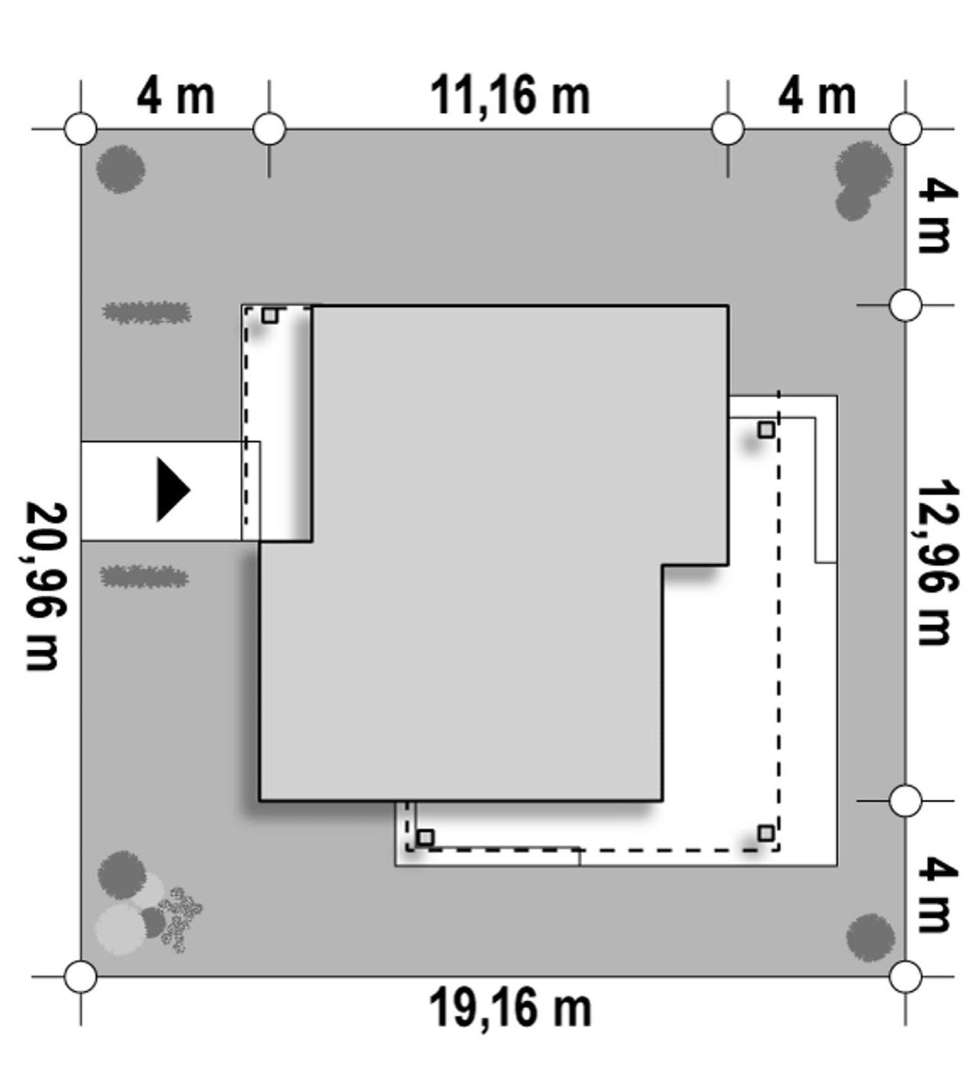 Plan amplasament Casă parter 96 mp utili, 3 dormitoare, o baie