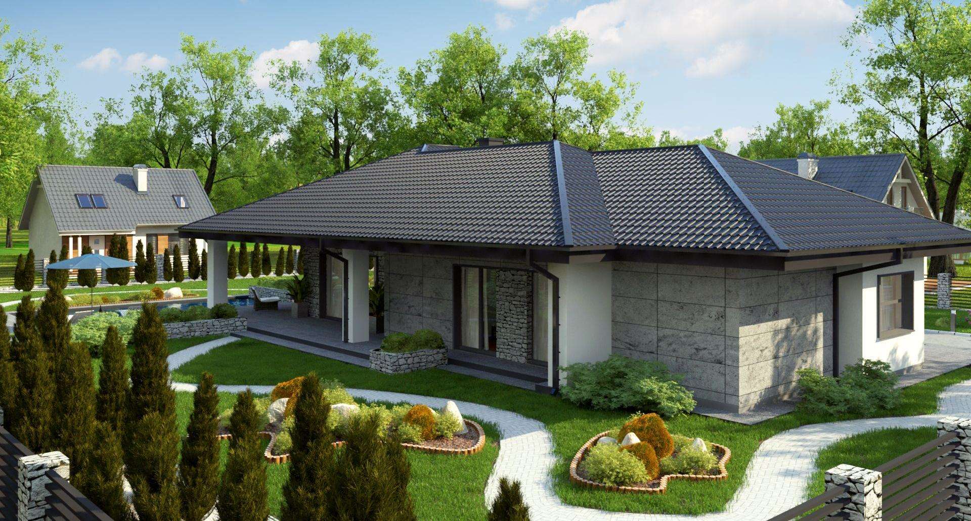 Fatada Casă parter 147 mp utili, 3 dormitoare, 2 băi