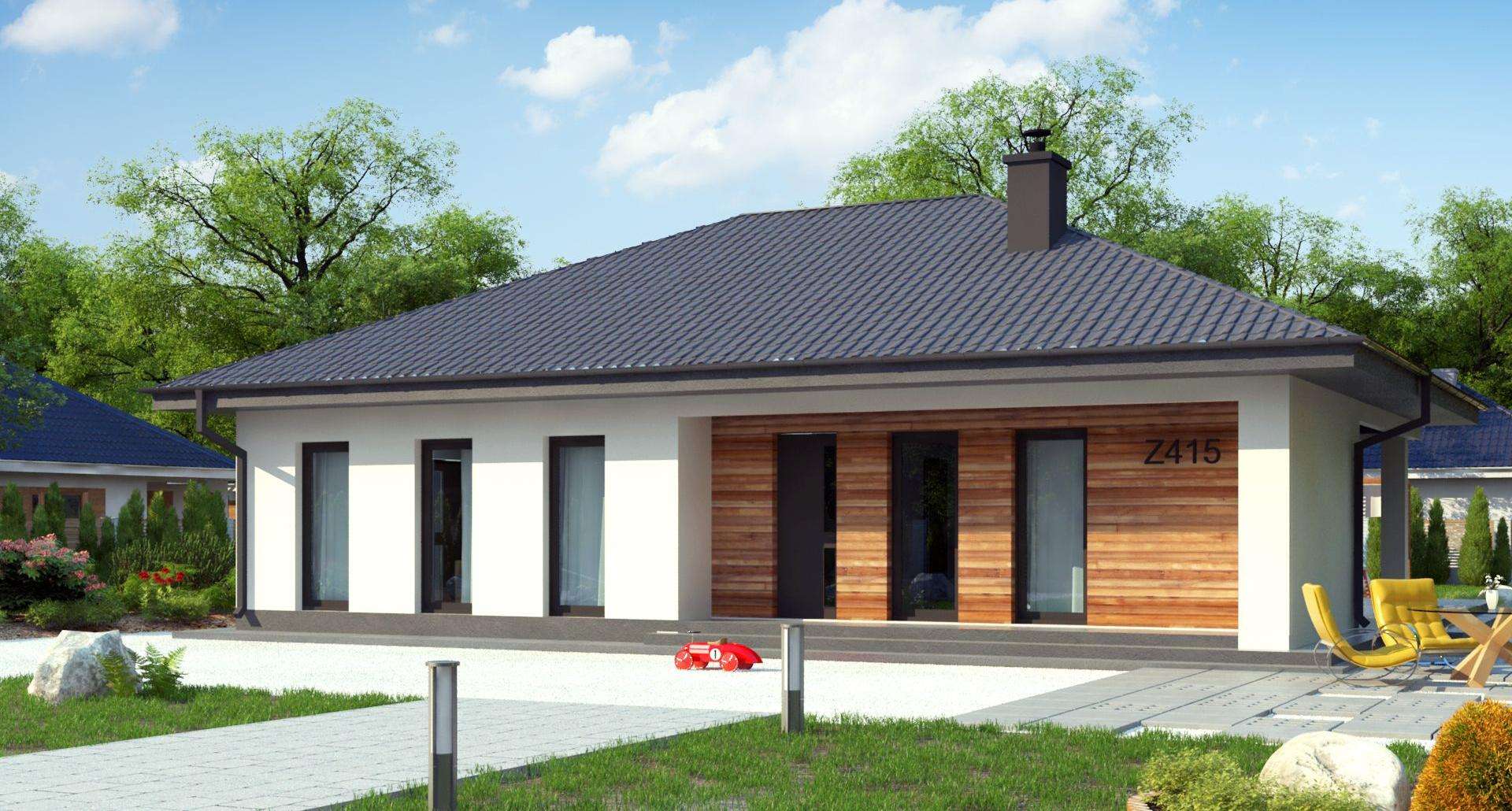 Fatada Casă parter 105 mp utili, 3 dormitoare, 2 băi