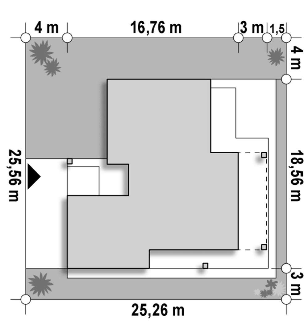 Plan amplasament Casă parter 138 mp utili, 3 dormitoare, 2 băi