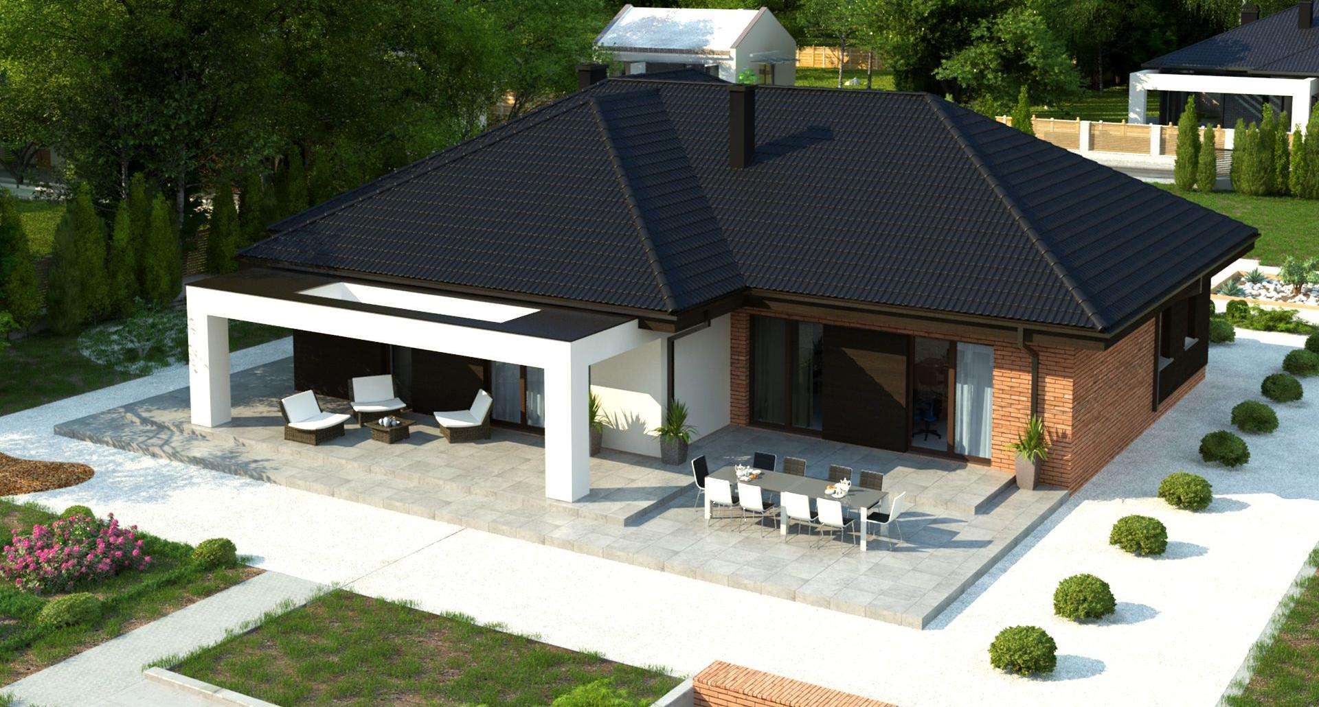 Fatada Casă parter 138 mp utili, 3 dormitoare, 2 băi