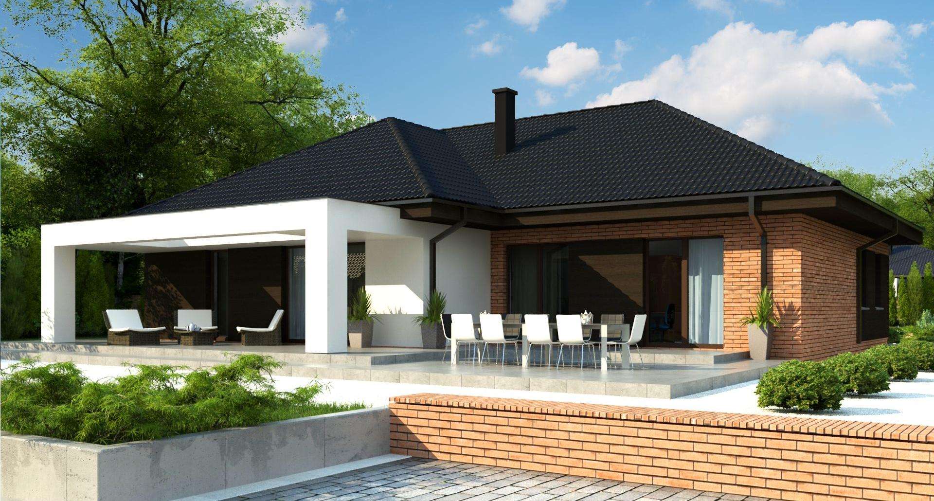 Fatada Casă parter 138 mp utili, 3 dormitoare, 2 băi