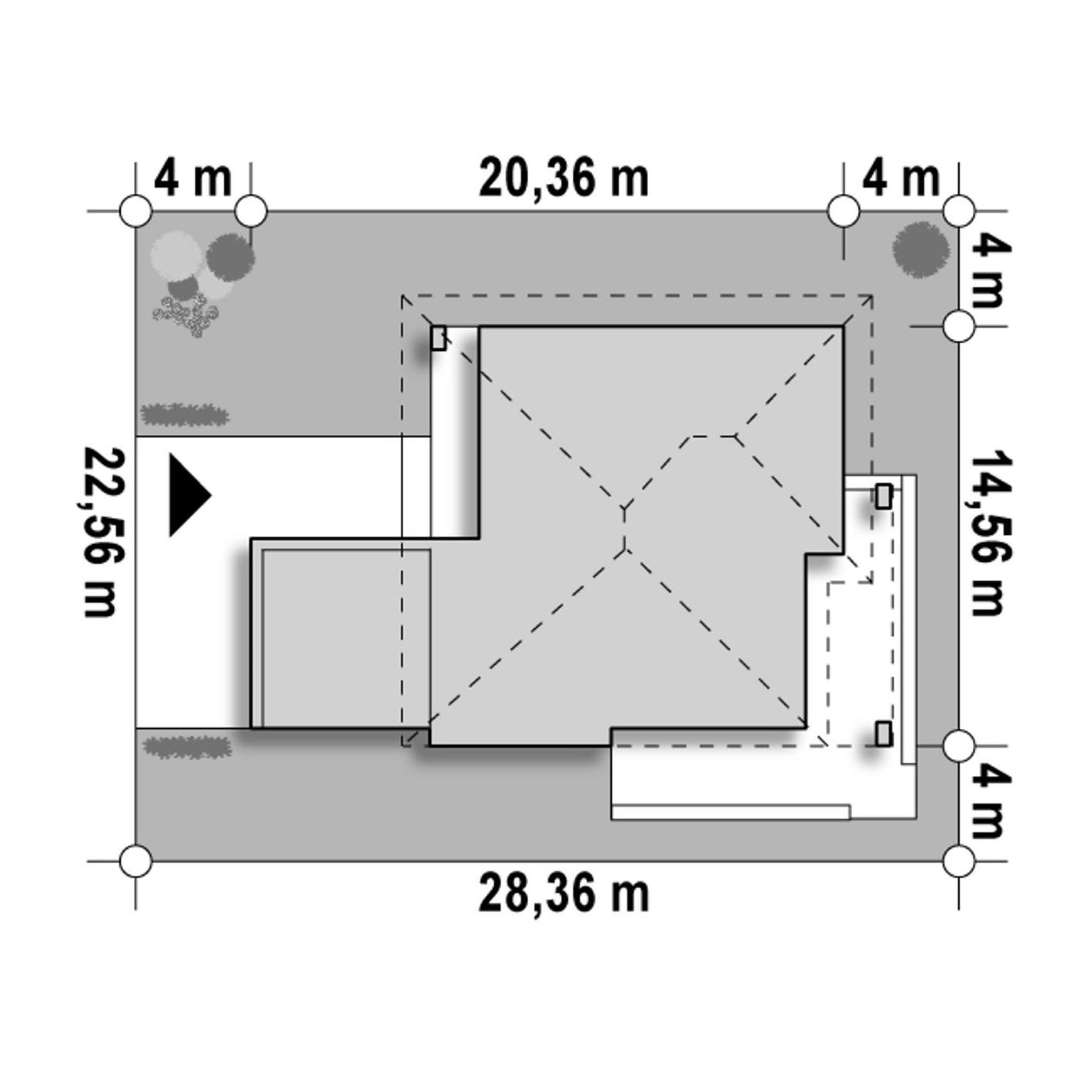 Plan amplasament Casă parter 136 mp utili, 3 dormitoare, 2 băi