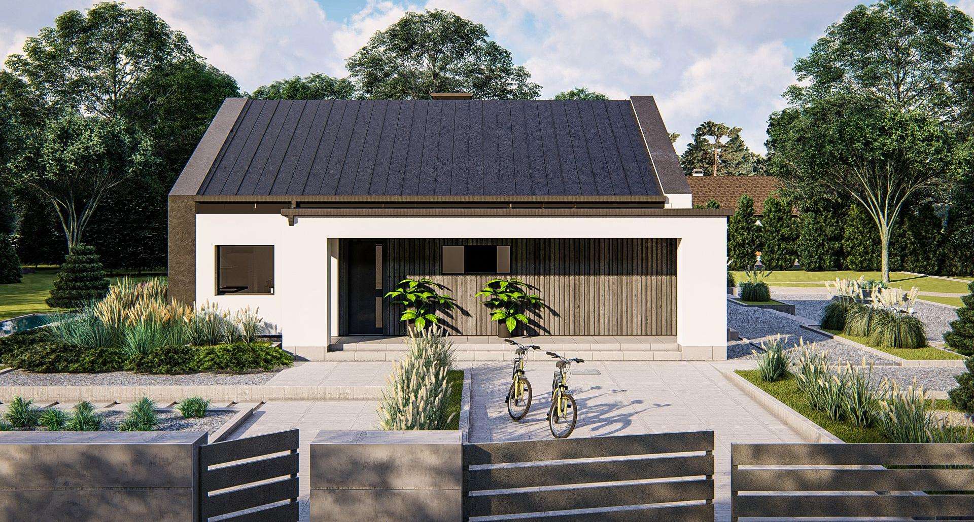 Fatada Casă parter 102 mp utili, 3 dormitoare, 2 băi