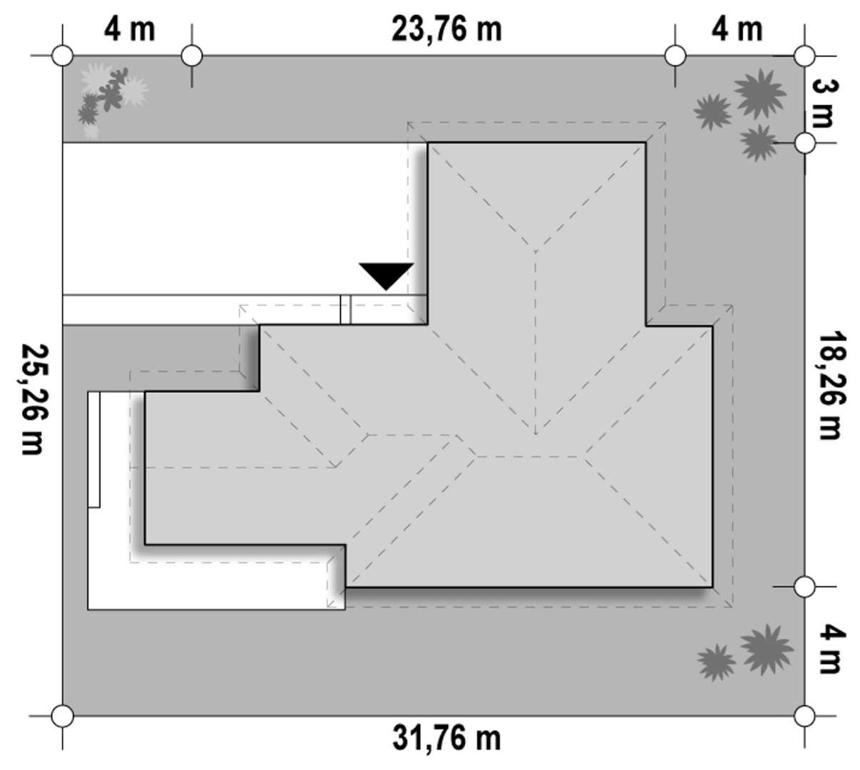 Plan amplasament Casă parter 193 mp utili, 4 dormitoare, 3 băi