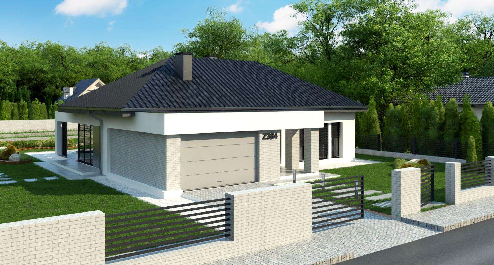Fatada Casă parter 100 mp utili, un dormitor, 2 băi
