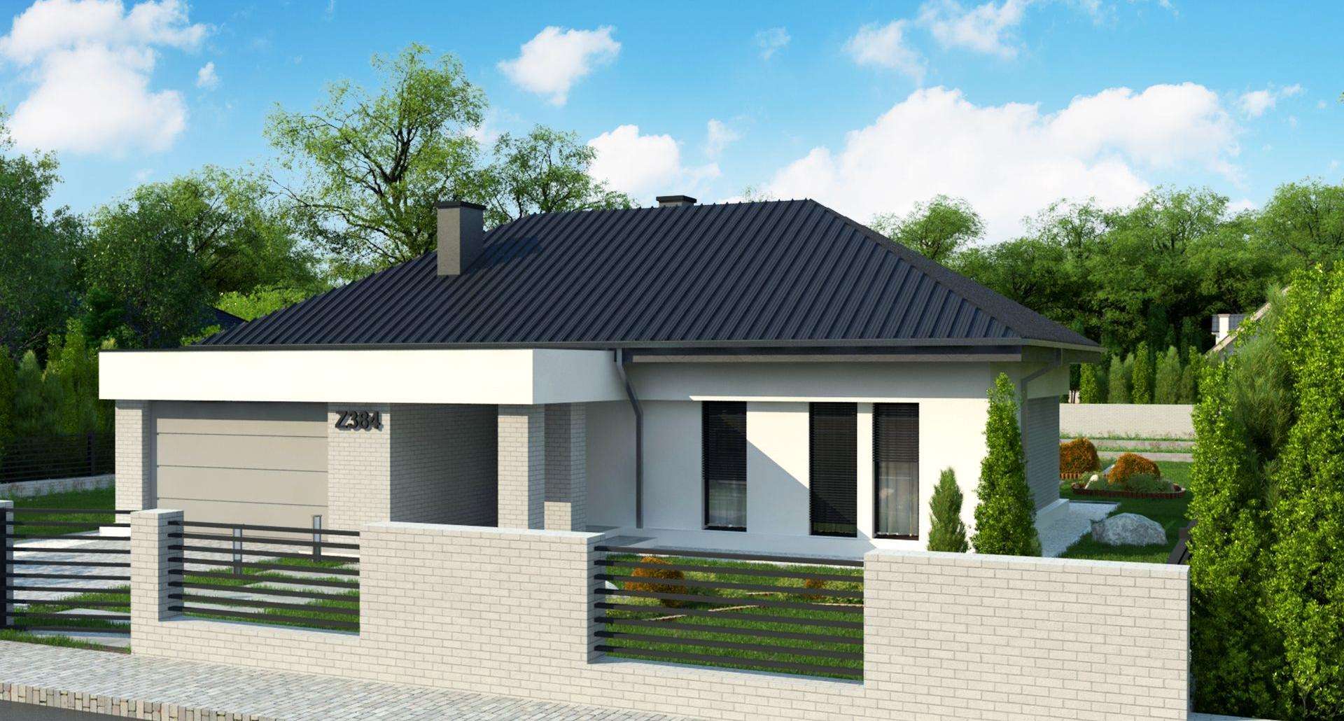 Fatada Casă parter 100 mp utili, un dormitor, 2 băi