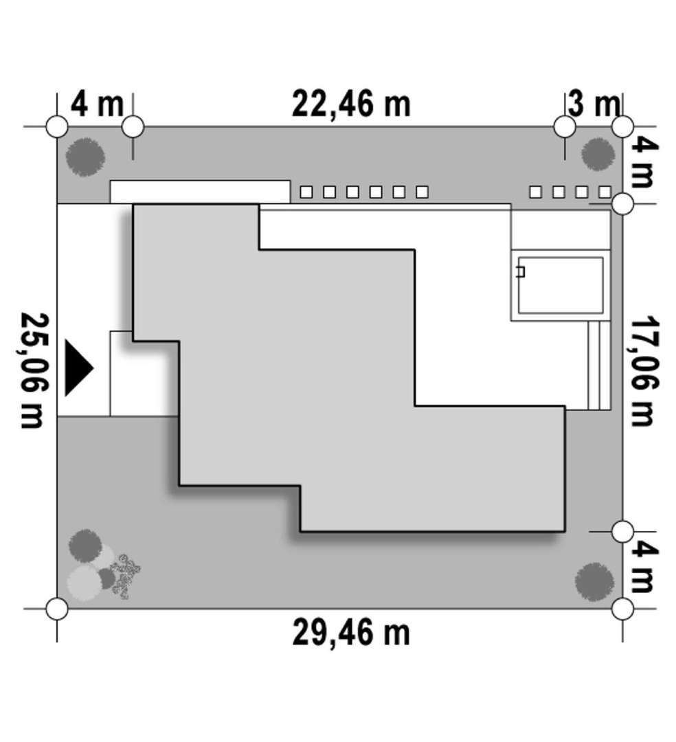 Plan amplasament Casă parter 154 mp utili, 4 dormitoare, 4 băi