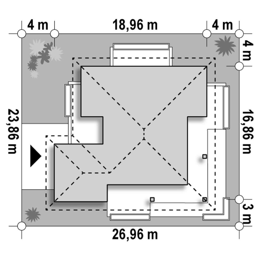 Plan amplasament Casă parter 143 mp utili, 4 dormitoare, 3 băi