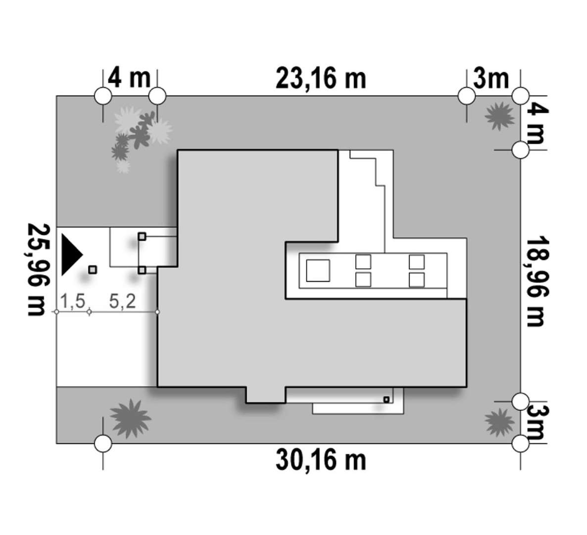 Plan amplasament Casă parter 167 mp utili, 3 dormitoare, 3 băi