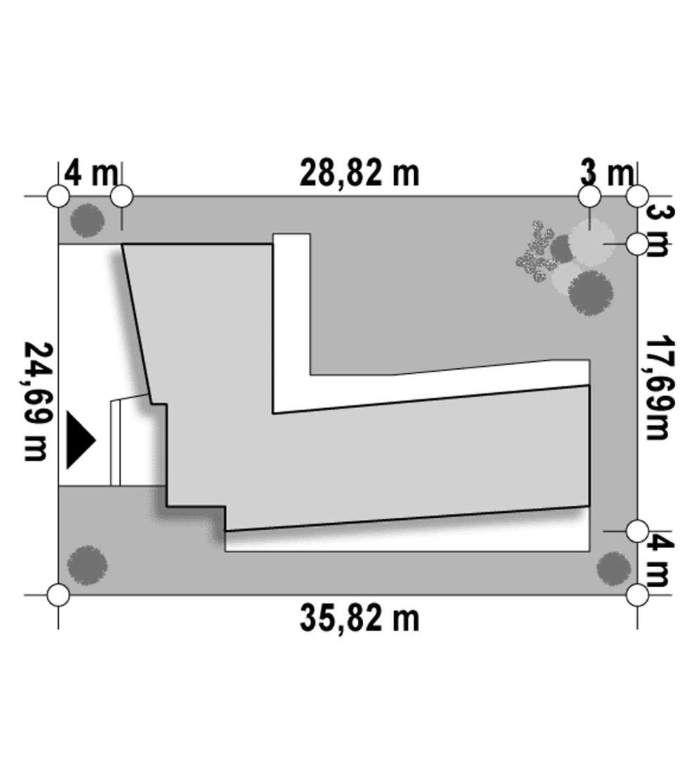 Plan amplasament Casă parter 145 mp utili, 3 dormitoare, 2 băi