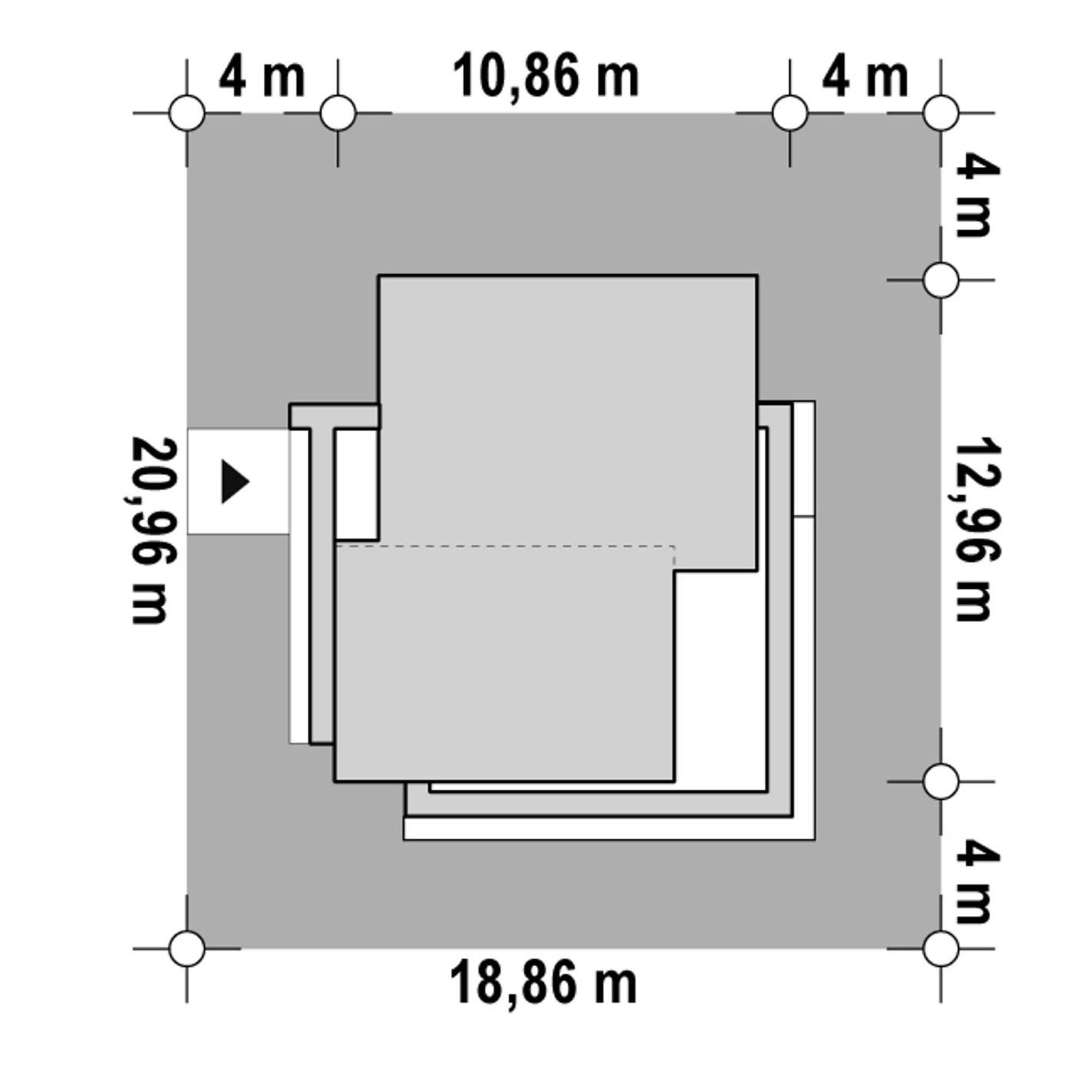 Plan amplasament Casă parter 92 mp utili, 3 dormitoare, o baie