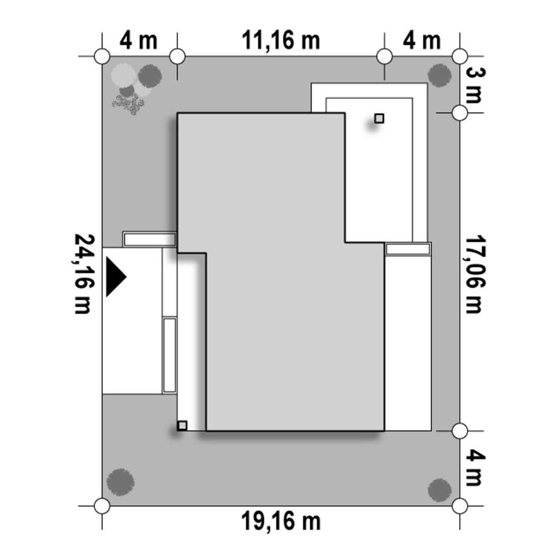 Plan amplasament Casă parter 122 mp utili, 4 dormitoare, 2 băi