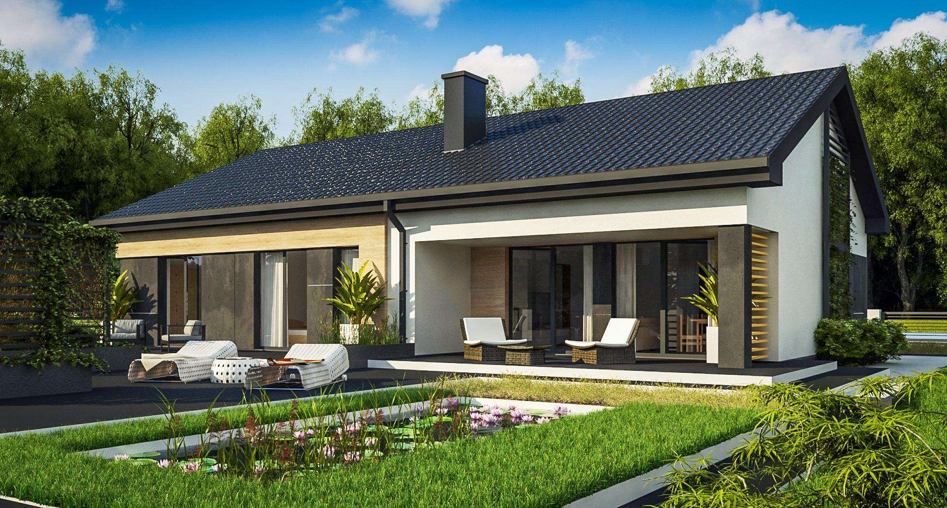 Fatada Casă parter 122 mp utili, 4 dormitoare, 2 băi