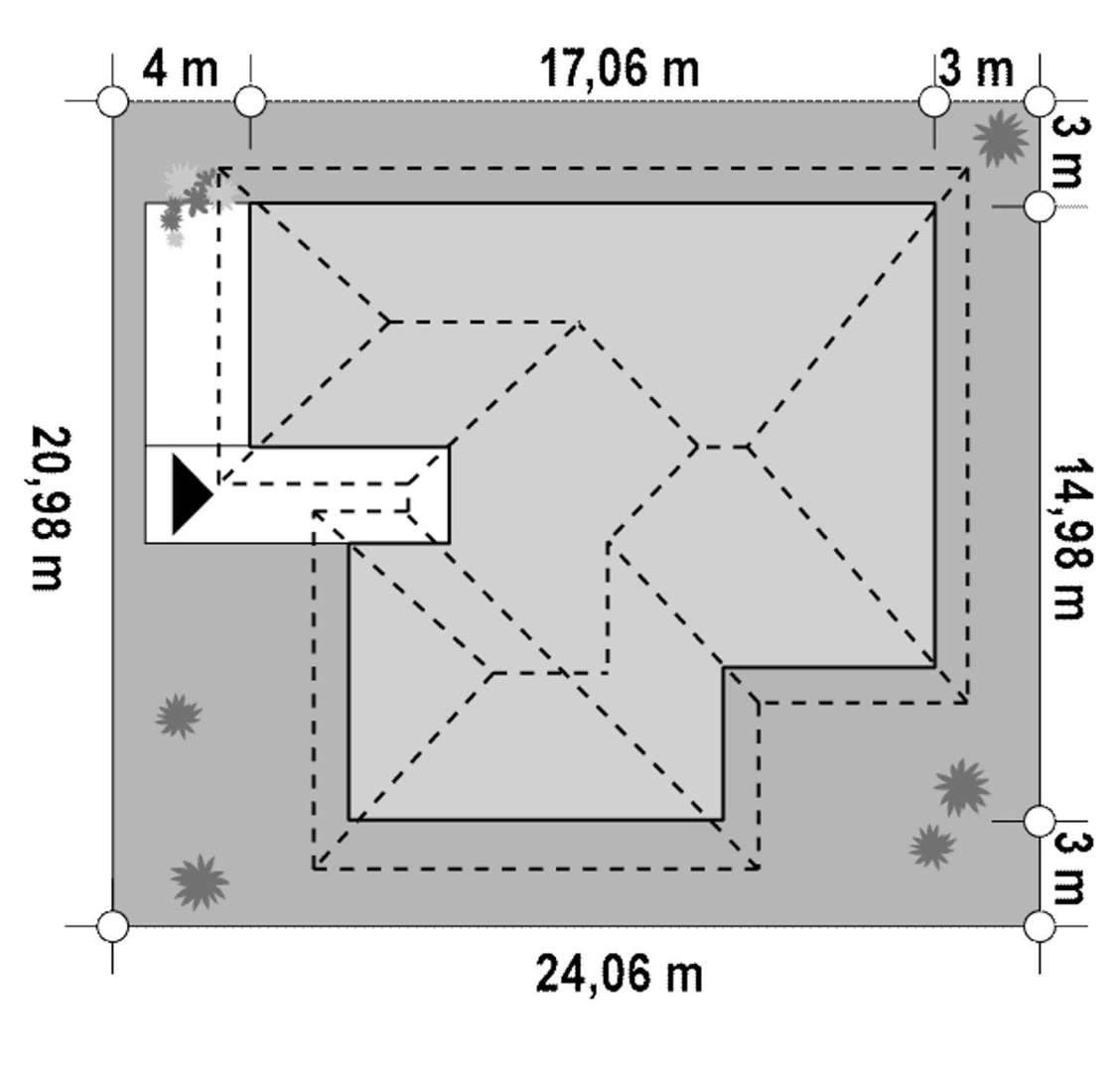 Plan amplasament Casă parter 112 mp utili, 3 dormitoare, 2 băi