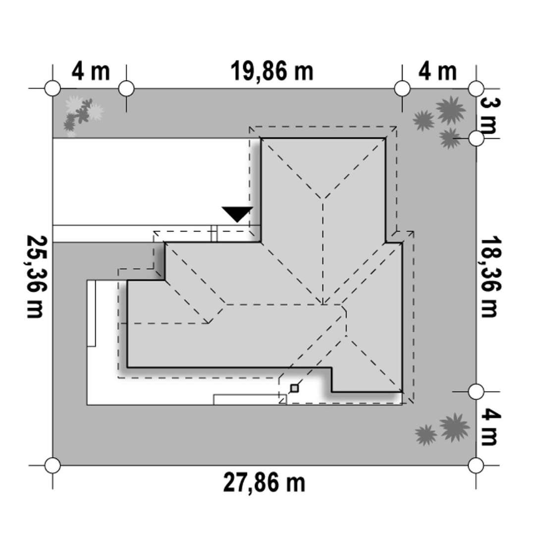 Plan amplasament Casă parter 142 mp utili, 4 dormitoare, 3 băi