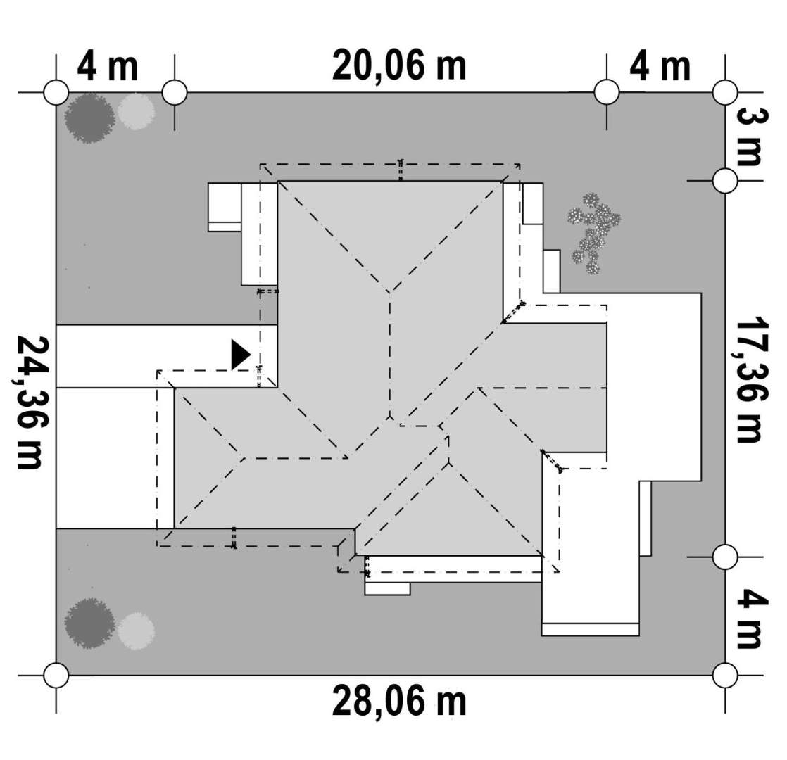 Plan amplasament Casă parter 151 mp utili, 4 dormitoare, 2 băi