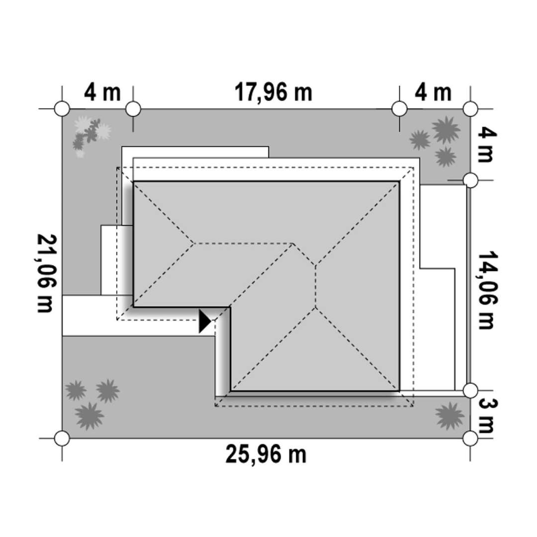 Plan amplasament Casă parter 136 mp utili, 3 dormitoare, 2 băi
