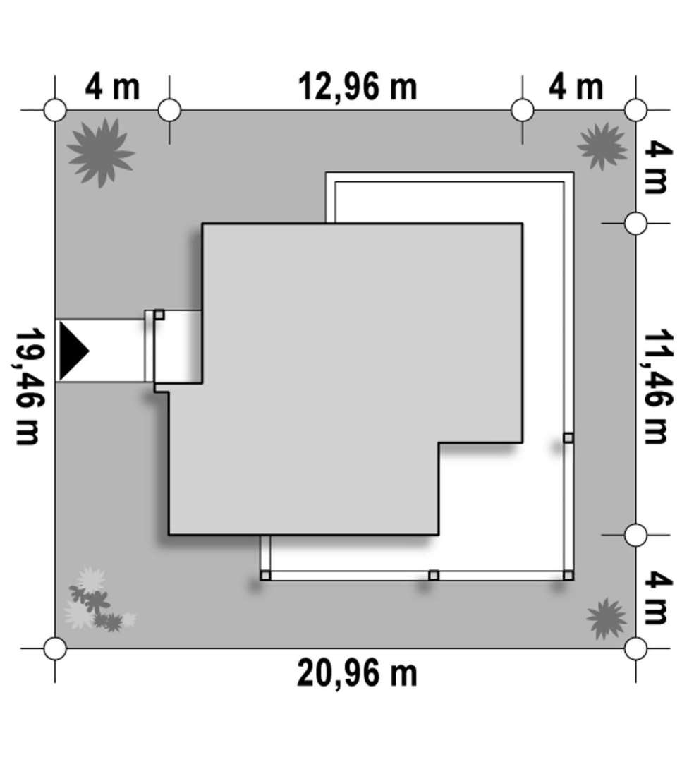 Plan amplasament Casă parter 98 mp utili, 3 dormitoare, 2 băi