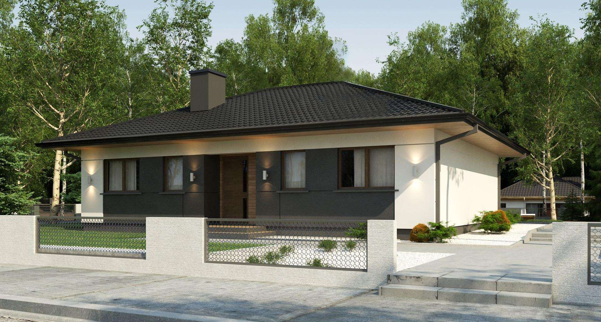 Fatada Casă parter 100 mp utili, 3 dormitoare, 2 băi