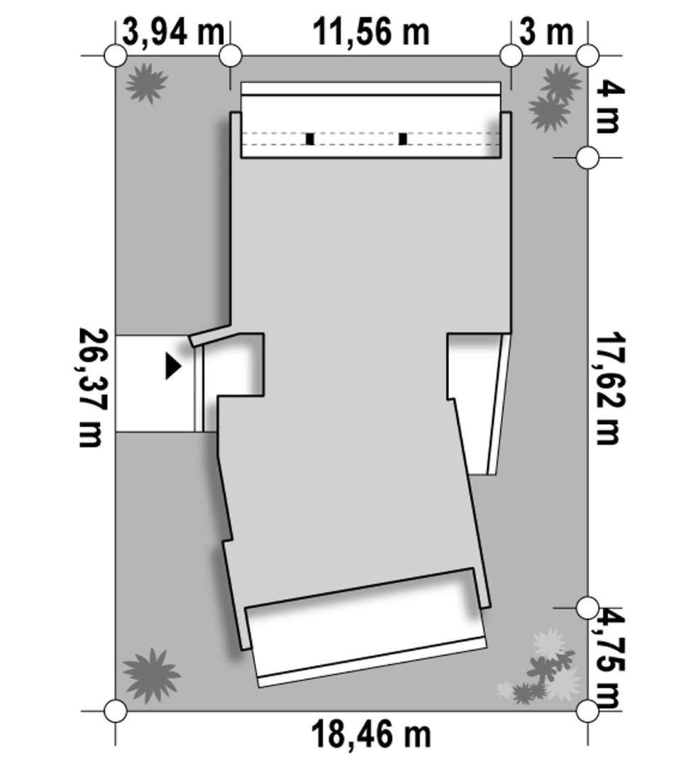 Plan amplasament Casă parter 120 mp utili, 3 dormitoare, 2 băi
