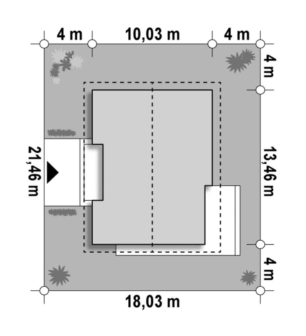 Plan amplasament Casă parter 104 mp utili, 3 dormitoare, 2 băi