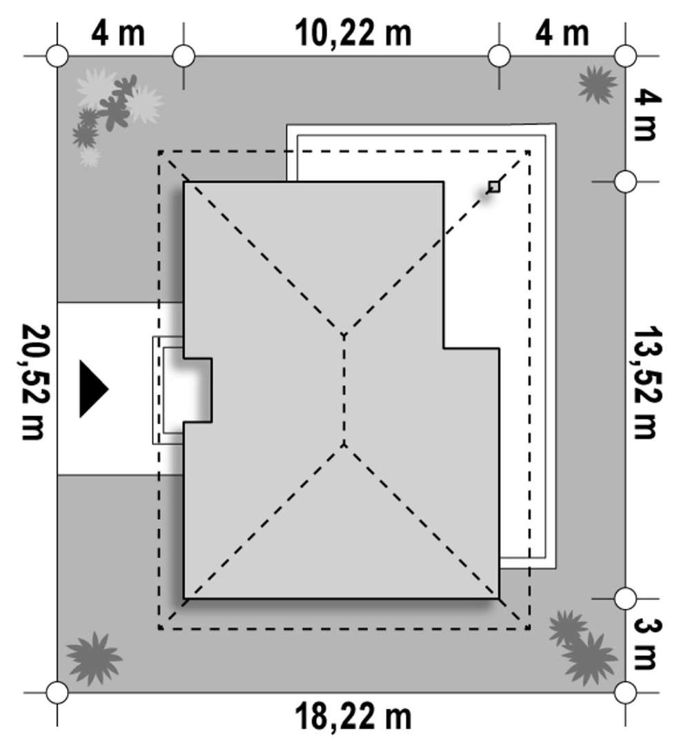 Plan amplasament Casă parter 101 mp utili, 3 dormitoare, 2 băi
