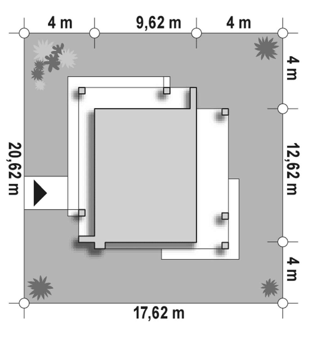 Plan amplasament Casă parter 96 mp utili, 3 dormitoare, o baie