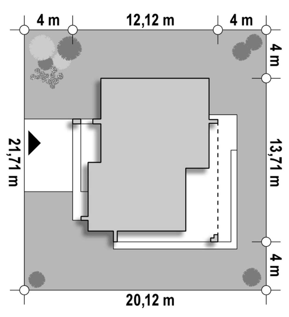 Plan amplasament Casă parter 85 mp utili, 2 dormitoare, 2 băi