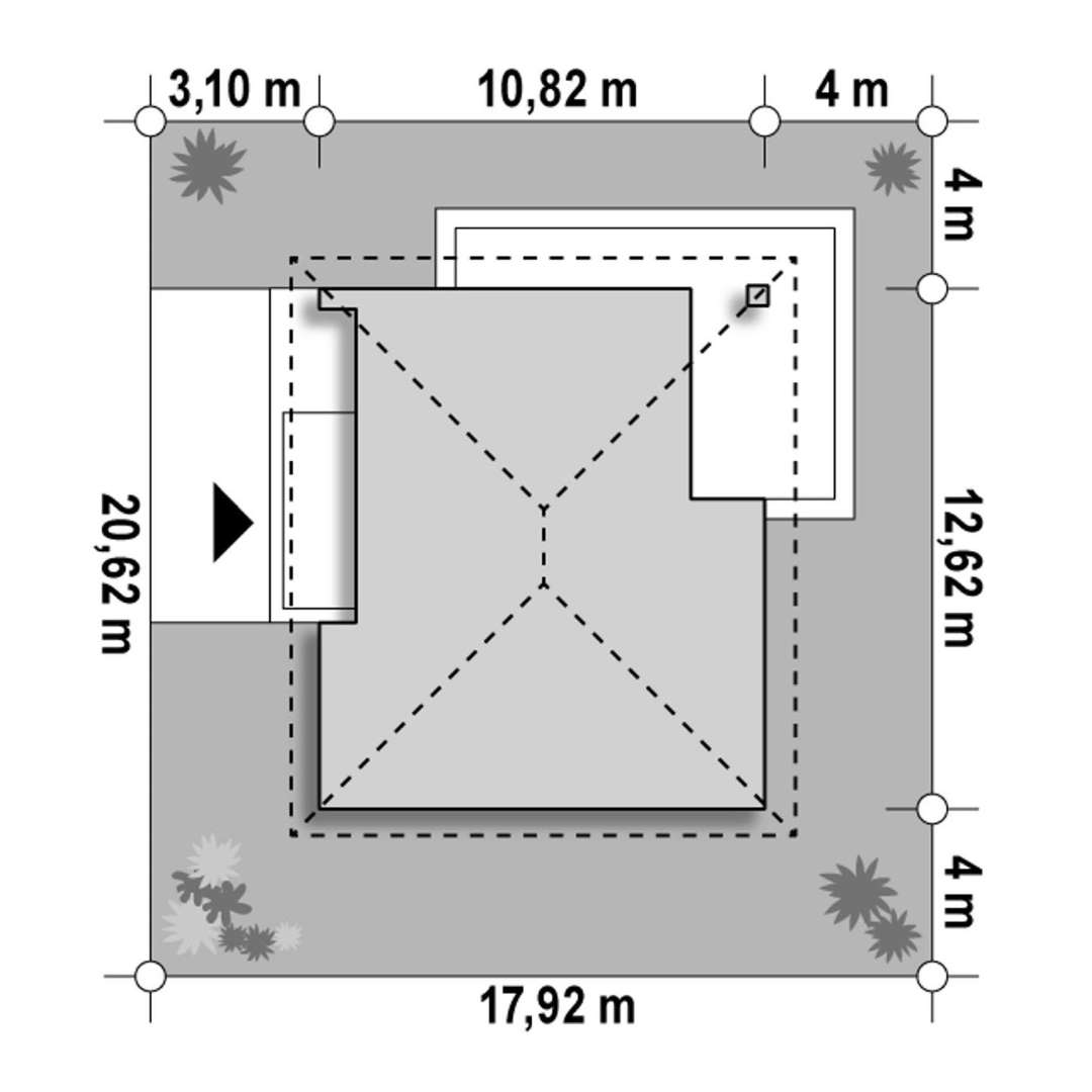 Plan amplasament Casă parter 97 mp utili, 3 dormitoare, 2 băi