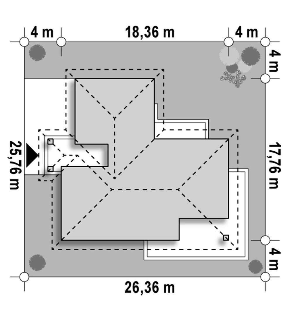Plan amplasament Casă parter 144 mp utili, 3 dormitoare, 3 băi