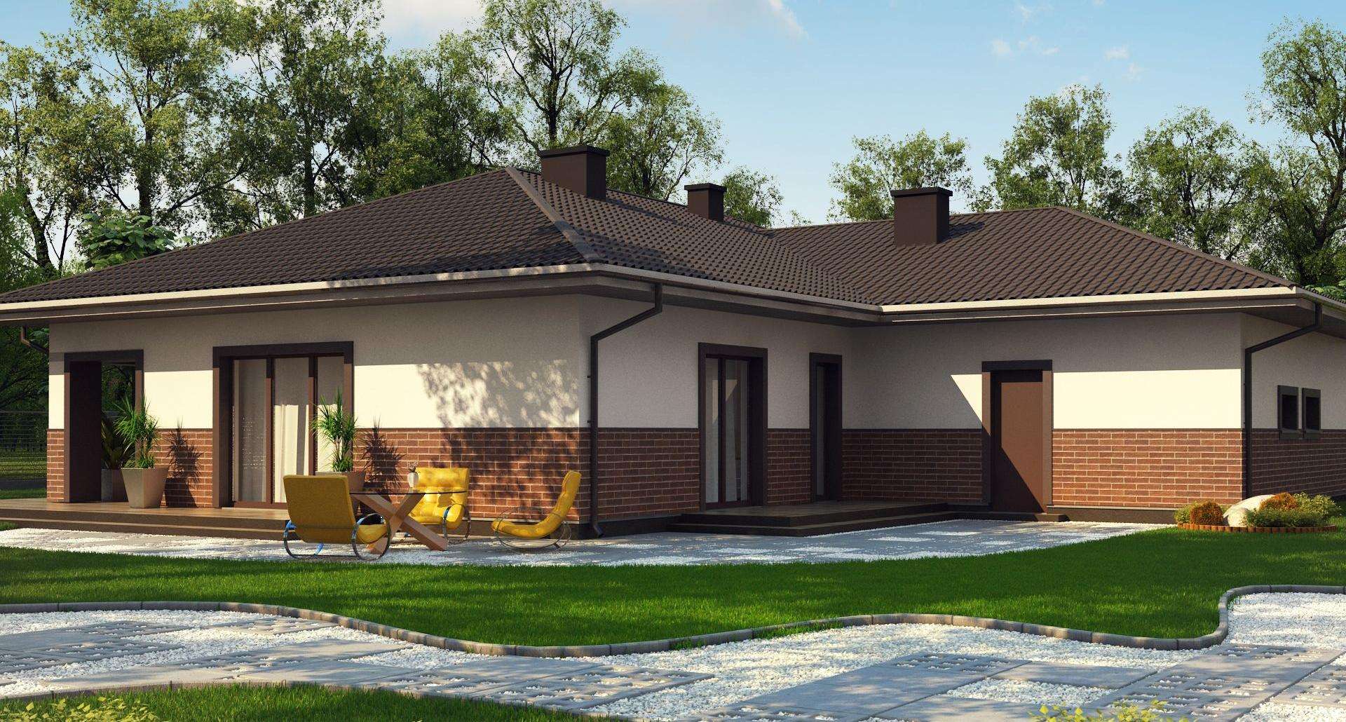 Fatada Casă parter 144 mp utili, 3 dormitoare, 3 băi
