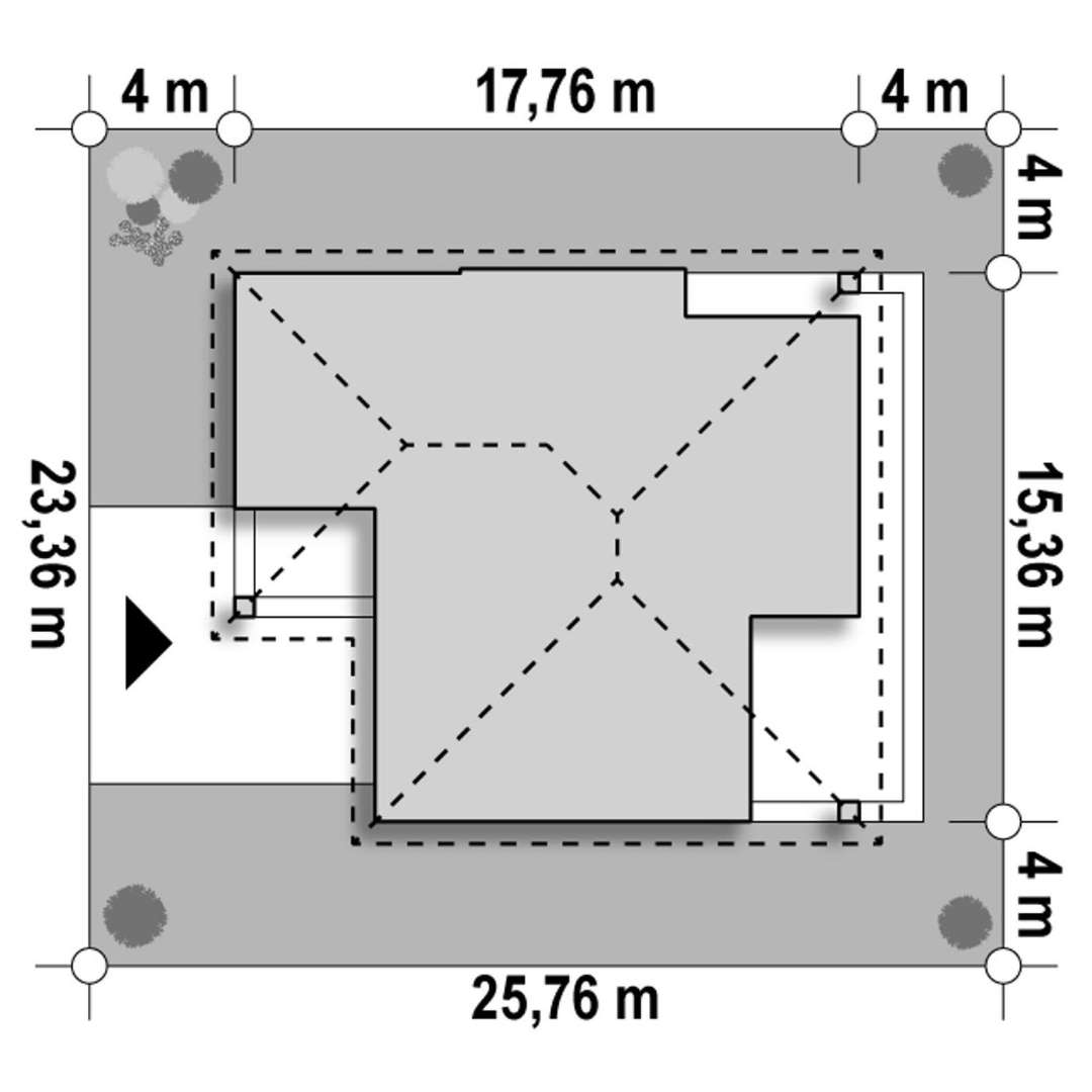 Plan amplasament Casă parter 138 mp utili, 4 dormitoare, 2 băi