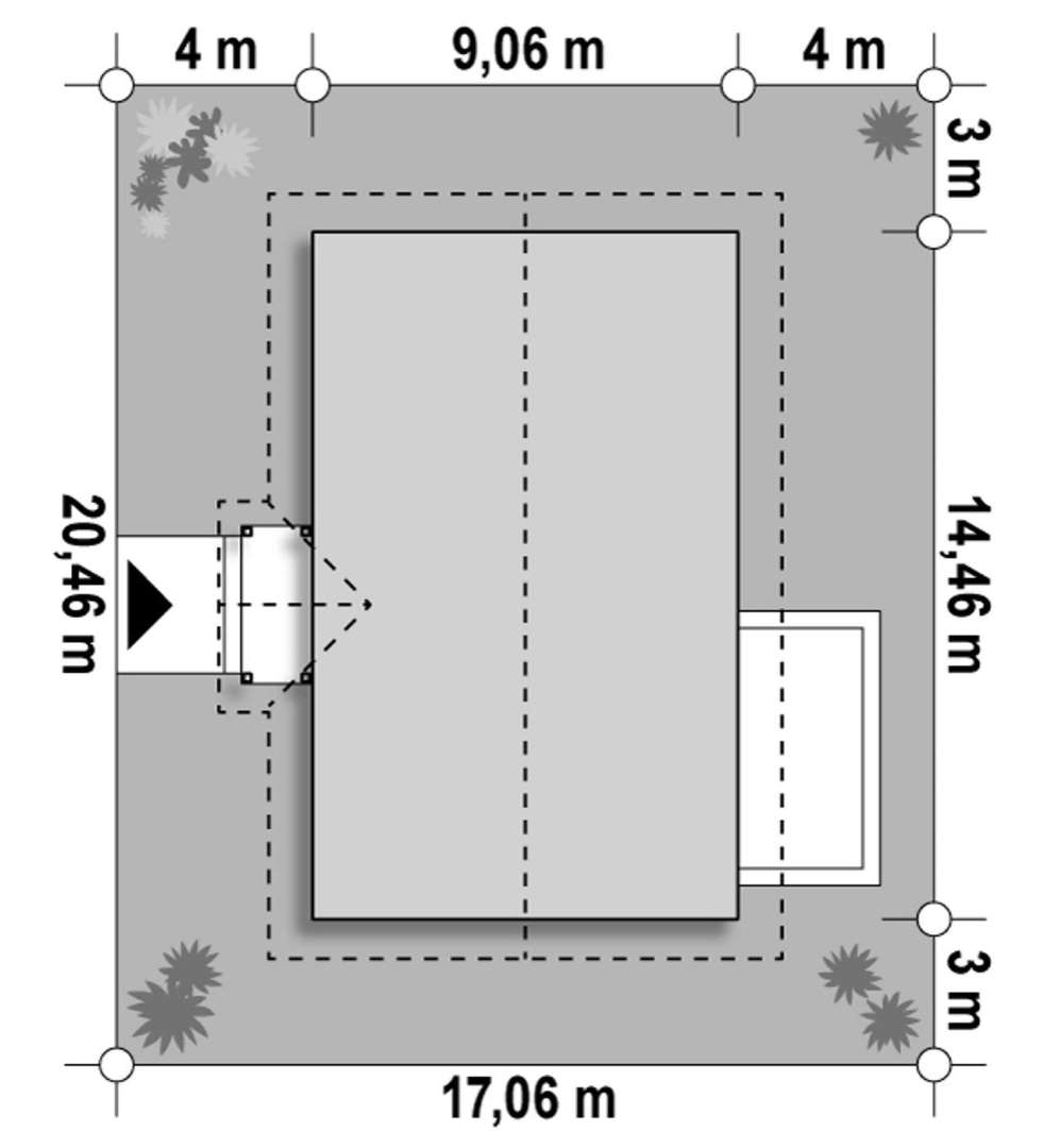 Plan amplasament Casă parter 97 mp utili, 3 dormitoare, 2 băi