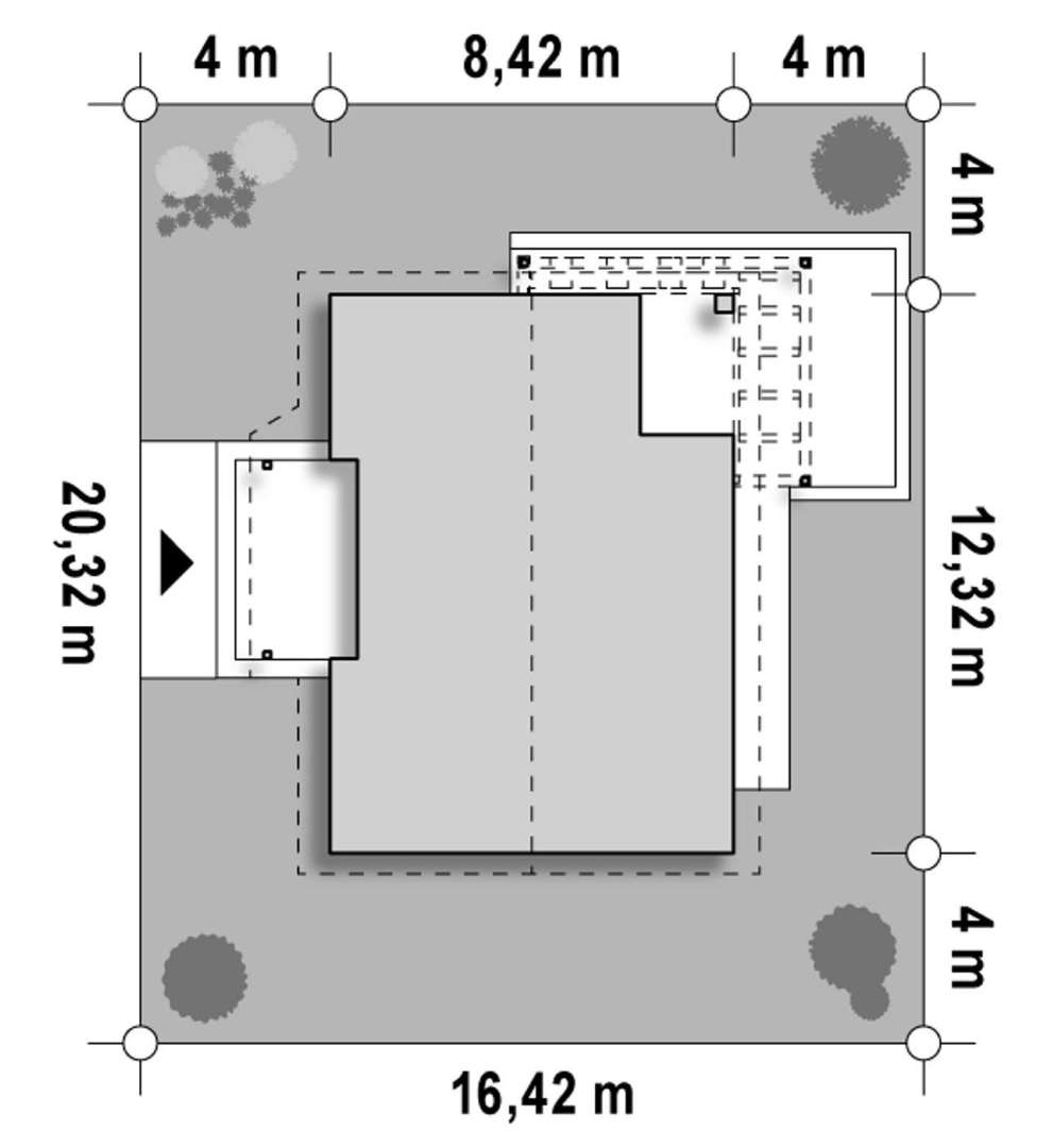 Plan amplasament Casă parter 76 mp utili, 2 dormitoare, o baie