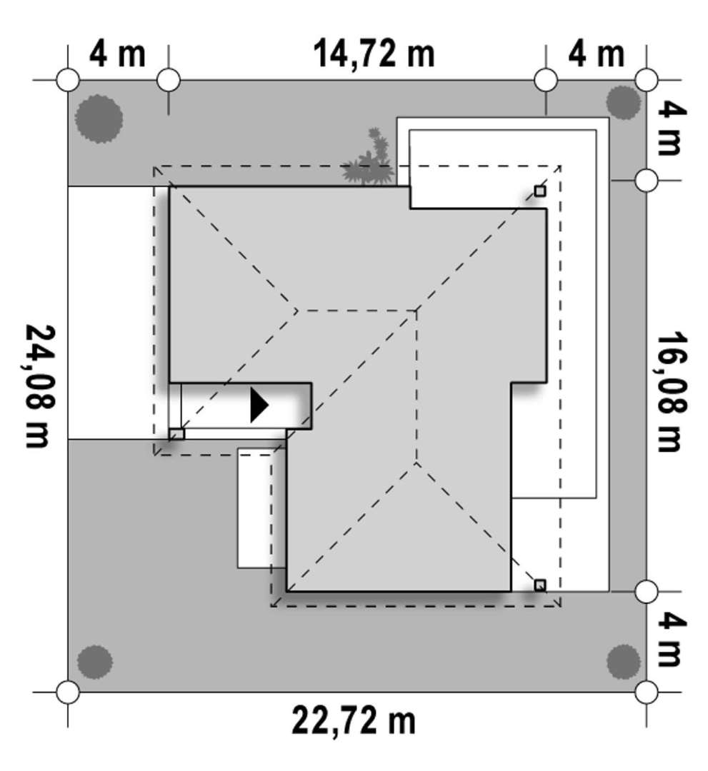 Plan amplasament Casă parter 105 mp utili, 3 dormitoare, 2 băi