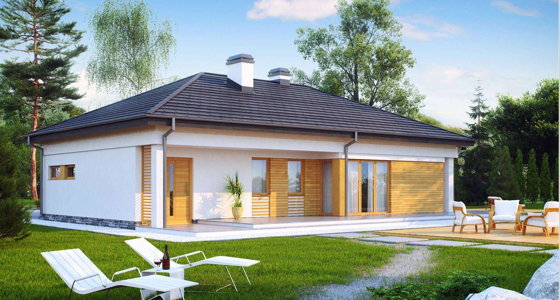 Fatada Casă parter 105 mp utili, 3 dormitoare, 2 băi