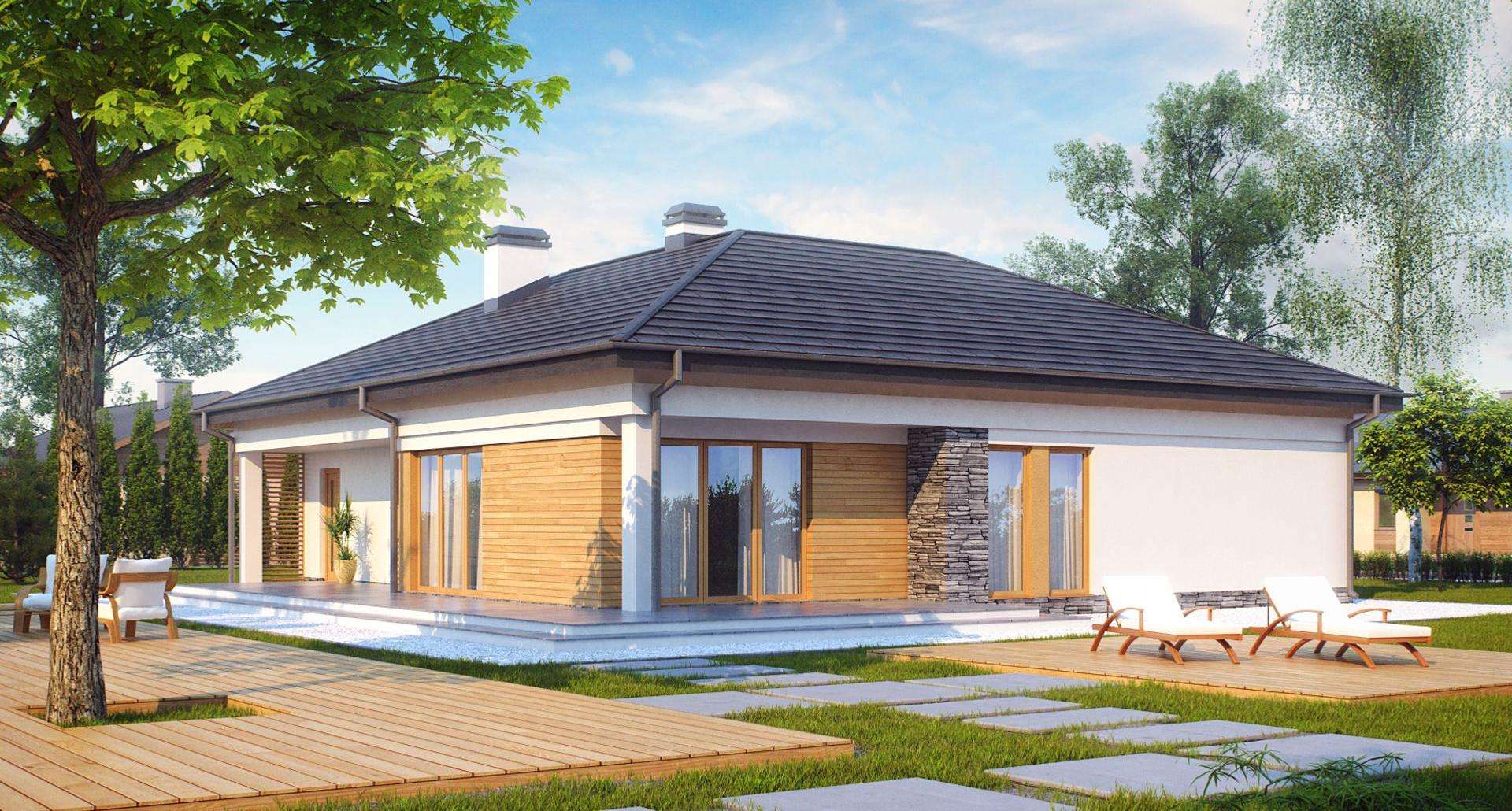 Fatada Casă parter 105 mp utili, 3 dormitoare, 2 băi