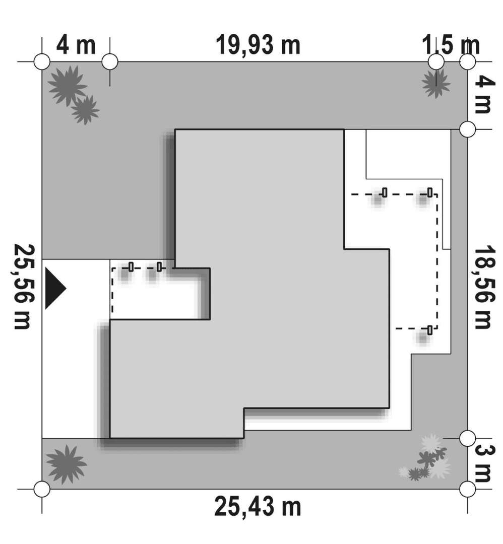 Plan amplasament Casă parter 144 mp utili, 3 dormitoare, 2 băi